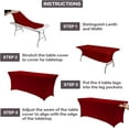 thumbnail image 5 of Parojati 2 Pack 6FT Table Cloth for Rectangular Fitted Events Stretch Pink Table Covers Washable Spandex Tablecloth Protector for Party, Wedding, Cocktail, Banquet, Festival Burgundy, 5 of 5