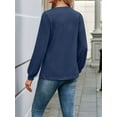 thumbnail image 5 of Womens V Neck Long Sleeve Tops Dressy Casual Fall Shirts Puff Sleeve Loose Tunic Trendy Tops Blouses Navy Blue M, 5 of 7