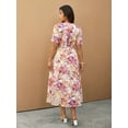 thumbnail image 2 of Plus Size Casual Vacation Floral Twist Knot Midi Dress, 2 of 6