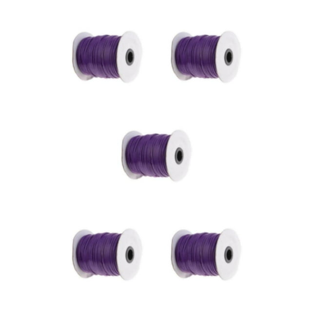 Transemion 80 Mètres 2mm Ciré Cordon Perles Bricolage Bijoux Faisant Fil Fort et Durable Violet 5Set