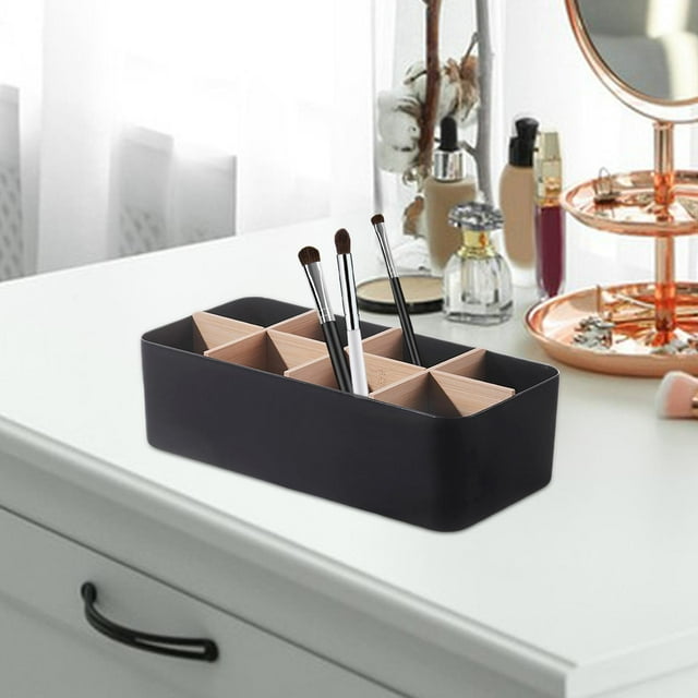 Desktop Storage Box Pencil Card Holder Box for Vanity Table Bedroom Sundries black