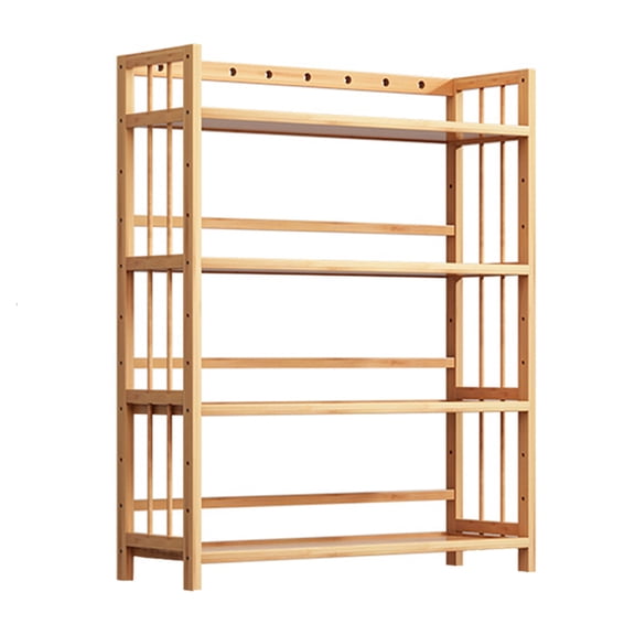 puresly Bamboo 4 Tier Freestanding Storage Shelf Large Capacity Rack
