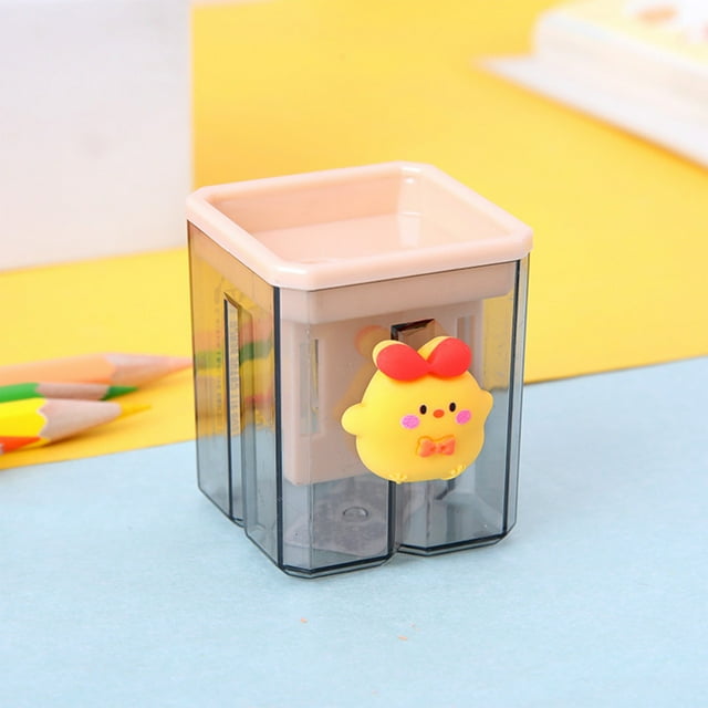 Afilador de Lápices de Doble Orificio, Afilador Manual Compacto, con Dos Aberturas, Carcasa de Plástico Duradera, Diseño de Fácil Limpieza, 4.8 x 4 x 4 cm para Escuela, Oficina, Materiales de Arte.