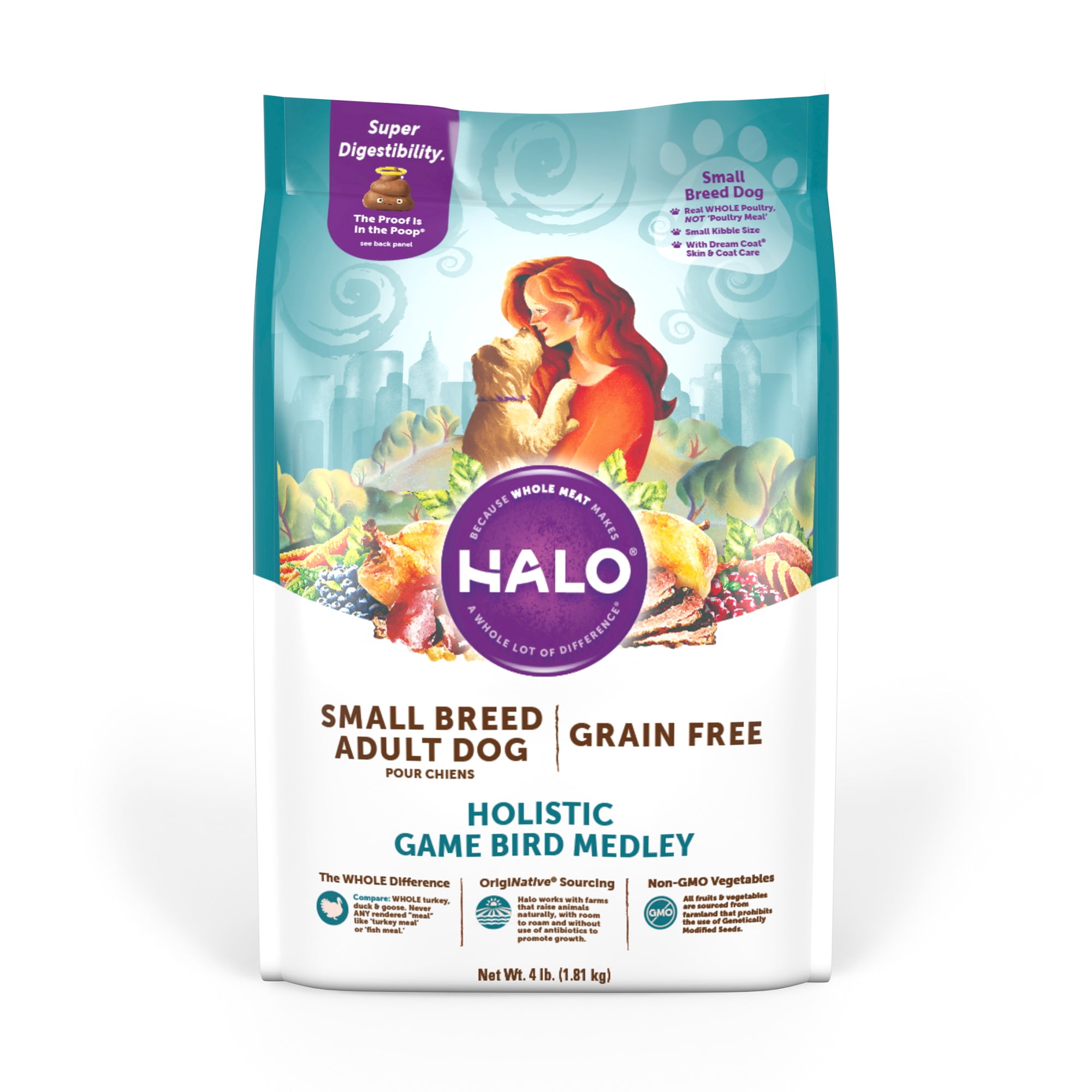 Halo Grain Free Natural Dry Dog Food, Small Breed Game Bird Medley, 4