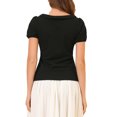 thumbnail image 3 of Allegra K Women's Flat Collar Short Sleeve Elastic Cuff Bow Decor Blouse Top, 3 of 6