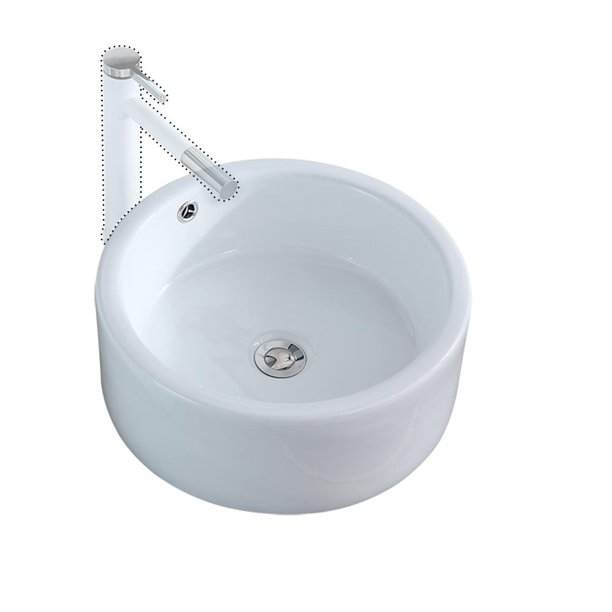 Zimtown 16.54inch Round Bowl Above White Porcelain Ceramic Bathroom