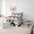 thumbnail image 6 of jejeloiu Dreamycacther Bull Skull 7pcs Bedding Comforter Set,Aztec Geometric Rhombus Queen Bedding Sets,Boho Bohemian Pattern Queen Sheet Sets For Adult,Luxury Bedroom Decor Reversible, 6 of 8