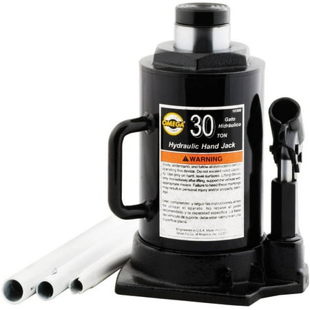 20 Ton Side Pump Bottle - Omega 10300 Black Hydraulic Side Pump Bottle Jack, 30 Ton Capacity