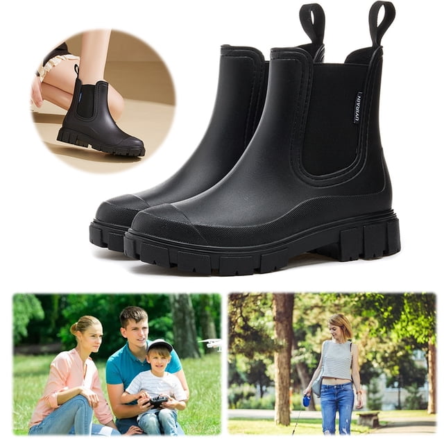 Botas Lluvia Cortas Botines Elegantes Impermeables Suela Gruesa Transpirables para Viajes Al Aire Libre