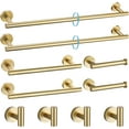 thumbnail image 1 of Juego de 10 piezas de accesorios de baño cepillado en oro, juego de barra de toalla de baño de acero inoxidable SUS304, kit de accesorios de baño redondo montado en la pared, 1 of 4