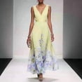 thumbnail image 3 of 2026 New Women's Light Blue Floral Print Deep V Neck Sleeveless Chiffon Maxi Dress Elegant Wedding Guest Formal Dress, 3 of 7