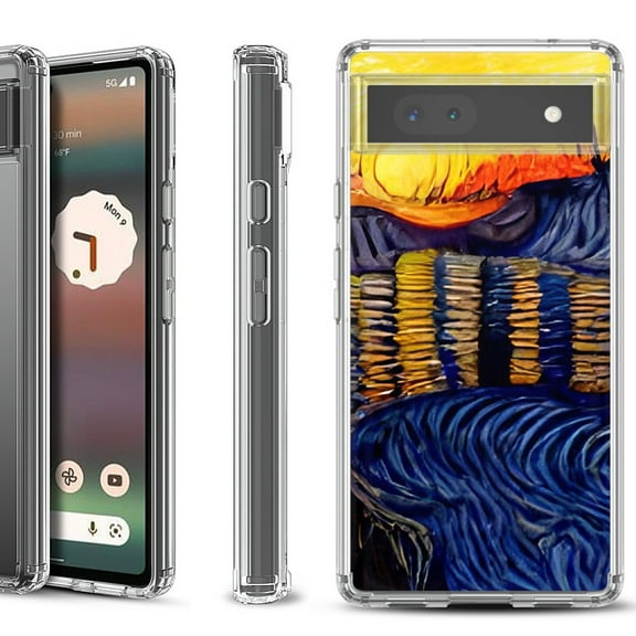 Shockproof Bumper Phone Case for Google Pixel 6a, by OneToughShield ® - Sunset River