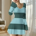 thumbnail image 2 of Fewfanhot Midi Dresses for Women Sweater Dresses Long Sleeve Color Block A Line Mini Dress Fall Spring Party Outfits, 2 of 5