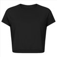 thumbnail image 3 of Camiseta Deportiva de Corta para Mujer, Holgada, Corta, Informal, para Gimnasio Negro L, 3 of 7