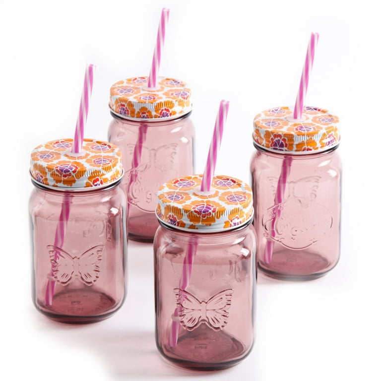 Medium Pink Bent Glass Straws for Pint Mason Jars · Mason Jar Lifestyle