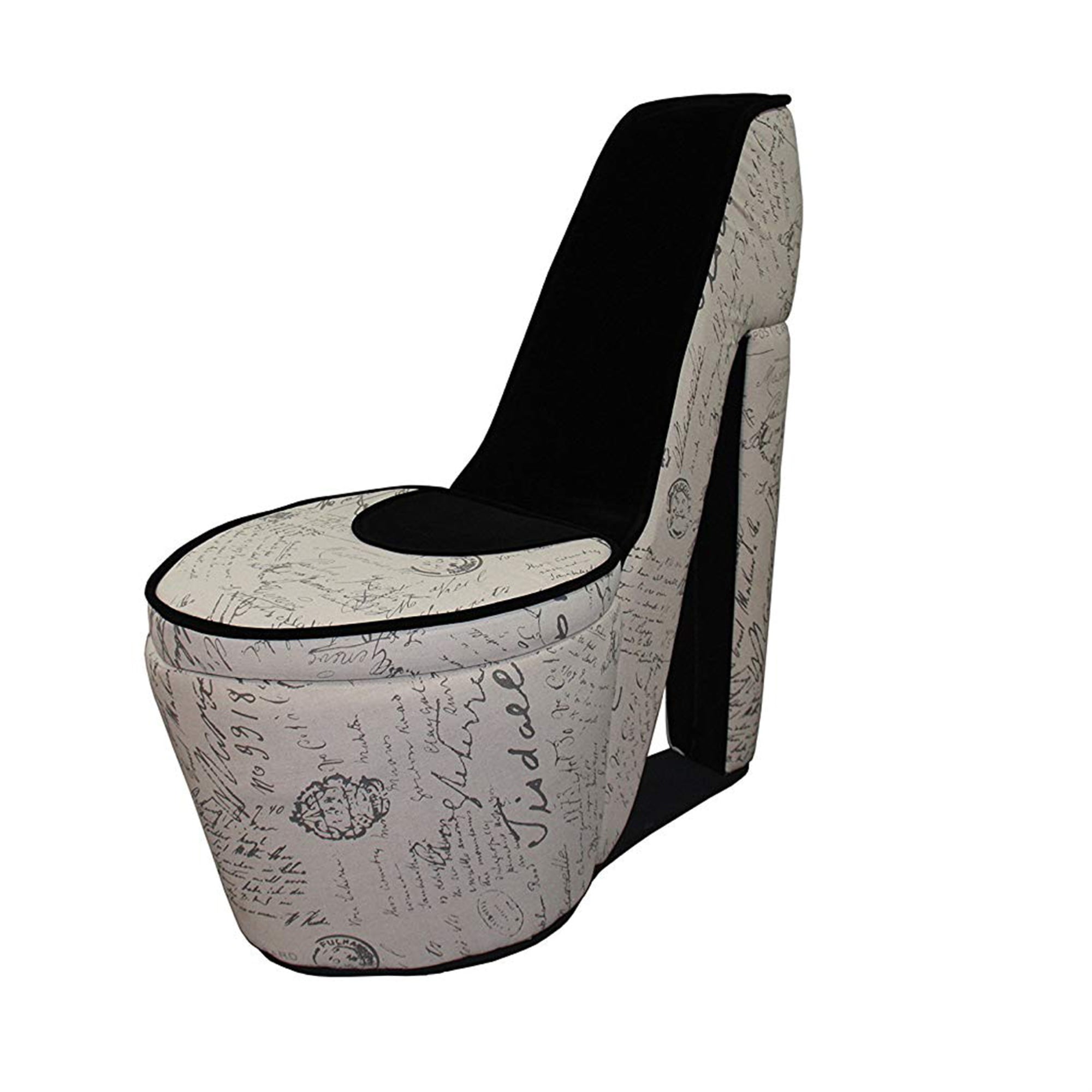 Script Print High Heel Shaped Chair With Storage