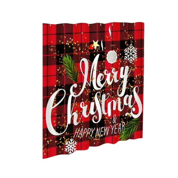 chaungfeng Christmas Printing Shower Curtain, Christmas Theme Waterproof Fabric Curtain Set with 12 Hooks, for Bathroom Decor, Holiday Atmosphere, Seasonal Use(70" W X 70 H)