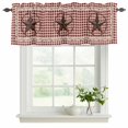 thumbnail image 2 of Farmhouse Valances for Windows, Decorative Rod Pocket Window Valance Curtains, Vintage Star Retro Rustic Checked Grid Lodge Short Curtain Drapes for Kitchen/Living Room, 2 Panels, 42" W x 12" L, 2 of 8