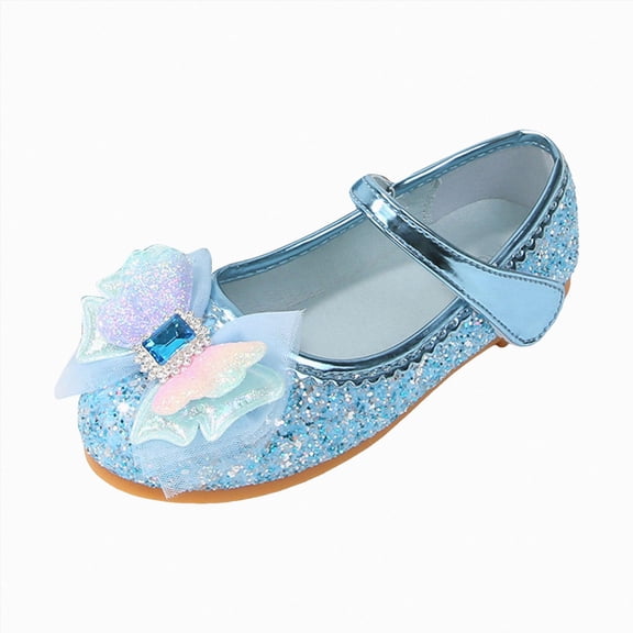 KPOPLK Girls Mary Jane Flat School Uniform Shoes Toddler Girls Ballet Flat Flower Girl Dress Shoes Party Leather Princess Shoes Size 12.5,Blue