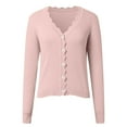 thumbnail image 4 of Cardigan Sweater for Women Long Sleeve V Neck Knitted Button Down Womens Sweater Open Front Light Pink Cardigan Fashion Clothing, 4 of 4
