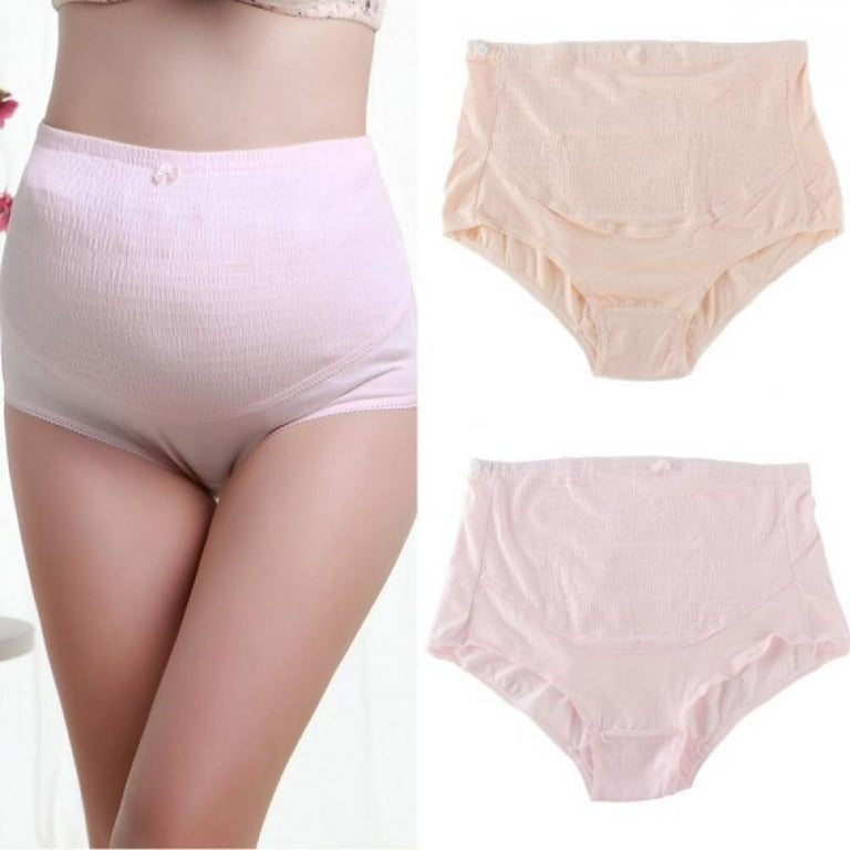 Cotton Women's Over The Bump Maternity Panties High Waist Full Coverage  Pregnancy Underwear 2-Pack