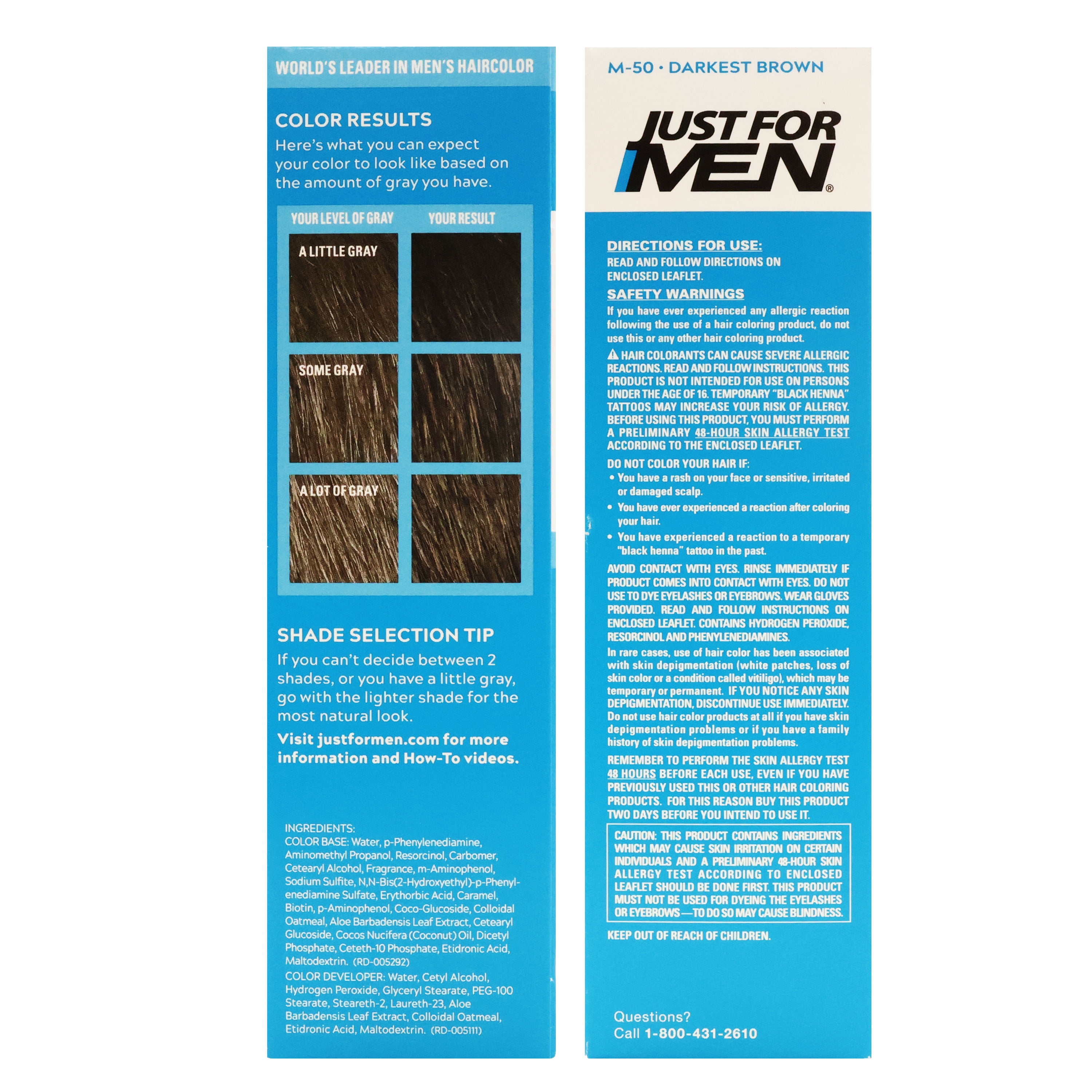 Just For Men Mustache and Beard Hair Color Darkest M-50 Brown, Pack of 2