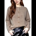 thumbnail image 1 of Suéteres Tipo Cárdigan con Abertura Frontal para Mujer, Chaqueta de Larga con Botones, Ropa de Otoño e Invierno. Caqui L, 1 of 7