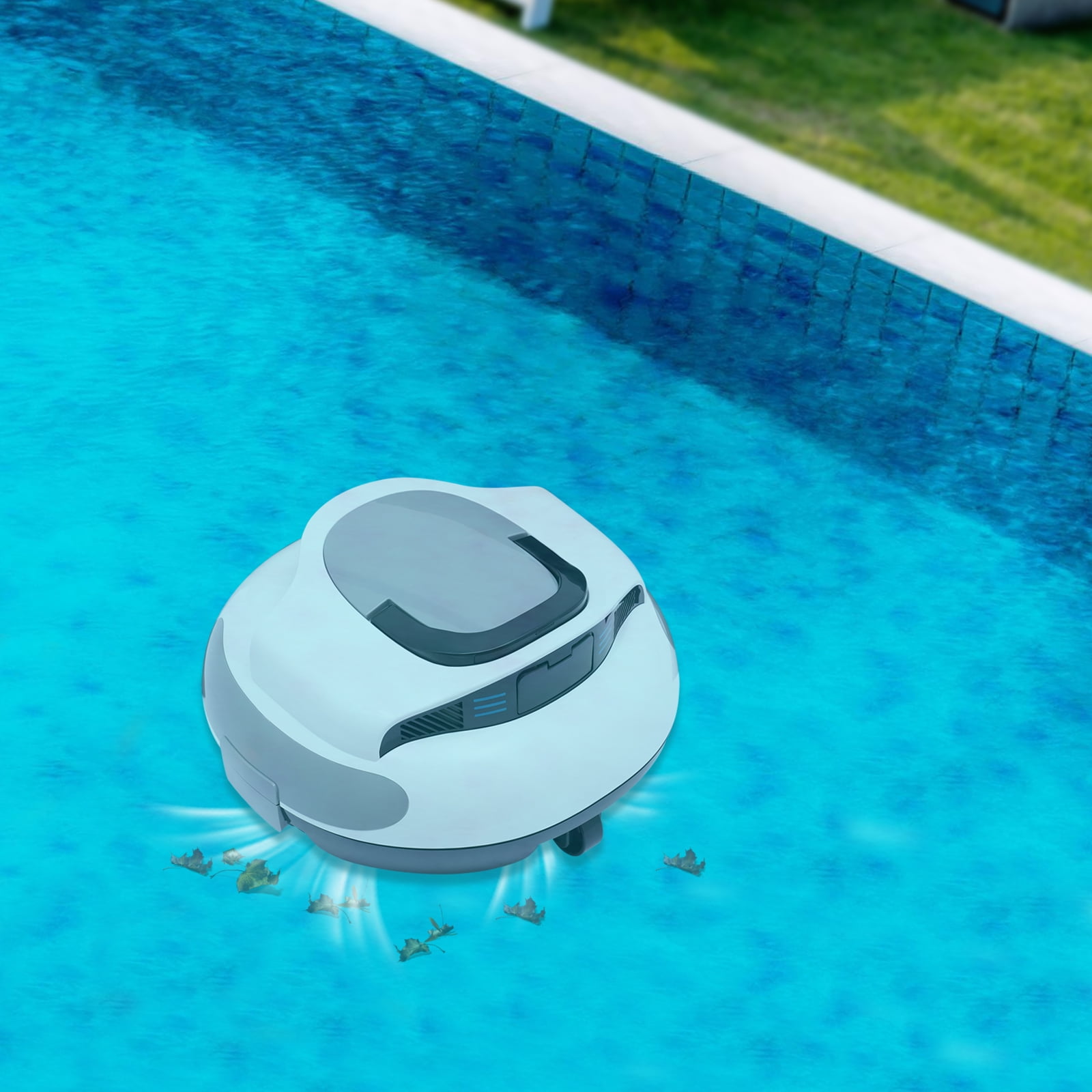 Robotic Cordless Pool Vacuum Cleaner for Above Ground Pools with Powerful Dual Brushless Motors, 75 Mins Runtime, Self-Parking, Automatic Robot Cleaners for Inground Flat Pools up to 807ft²
