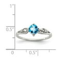 thumbnail image 2 of 925 Sterling Silver Rhodium Plated Diamond and Sky Blue Topaz Cushion Ring Size 6 Measures 2mm Wide - Ring for Women, 2 of 2
