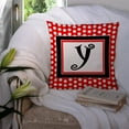thumbnail image 3 of Carolines Treasures CJ1012-YPW1414 Monogram - Initial Y Red Black Polka Dots Decorative   Canvas Fabric Pillow 14Hx14W, 3 of 4