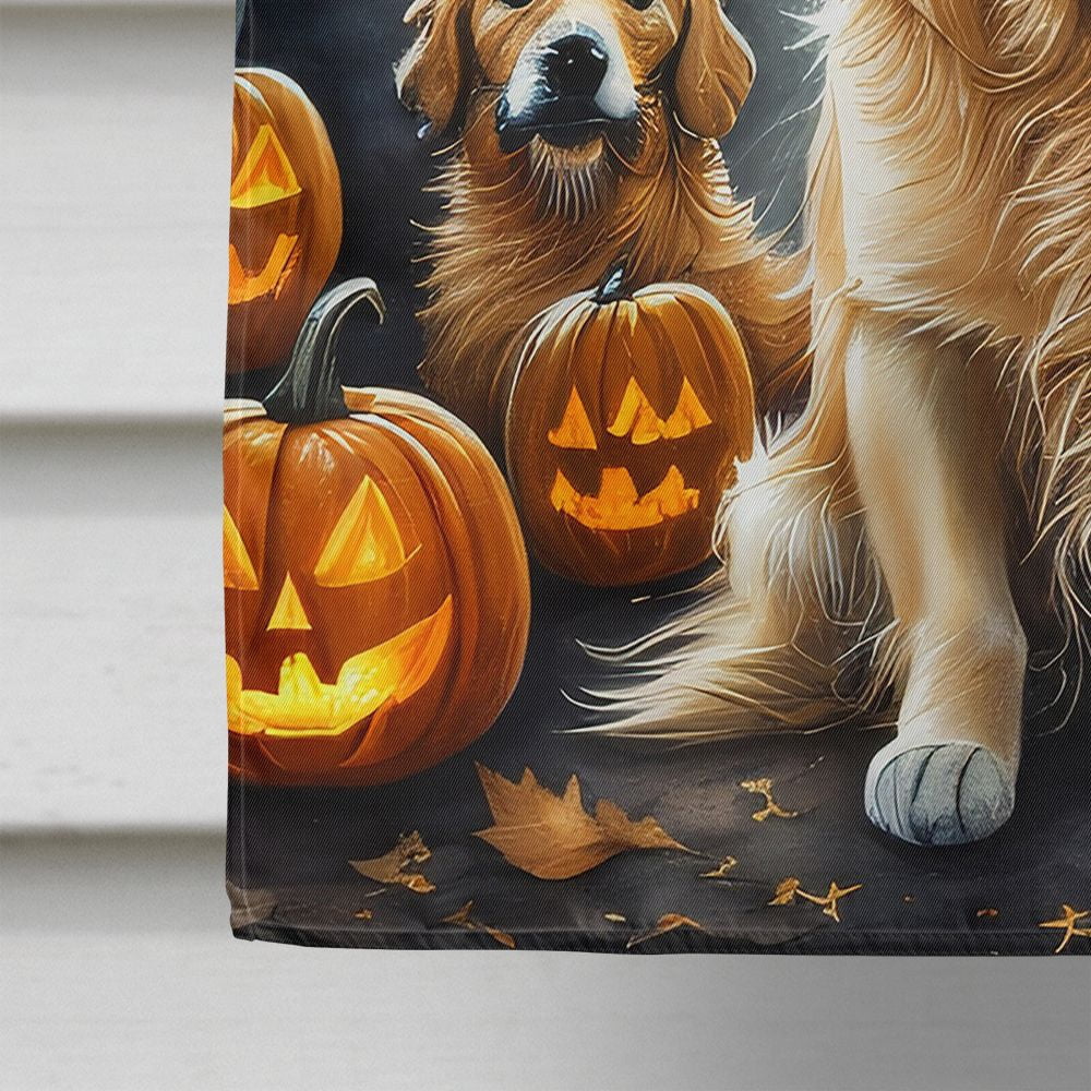 Halloween Golden Retriever Dog House Flag 28x40IN Double-Sided Polyester Decorative Sleeve Pole Flag for Outdoor Home Garden