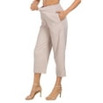 thumbnail image 6 of HDE Women's Pull On Linen Capri Cropped High Waisted Pants Gray Beige - XXL, 6 of 7