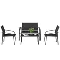 thumbnail image 1 of Ensemble de Mobilier de Patio 4 Pcs avec Causeuse à Assise Profonde, 2 Fauteuils et Table Basse en Verre, Ensemble de Conversation Extérieur en Maille Résistante aux Intempéries et Cadre en Acier pour Cour Arrière, Terrasse, Balcon, Noir, 1 of 7