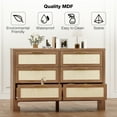 thumbnail image 4 of Farmhouse 6-Drawer Dresser with Burlap Panels, Vertical Storage Cabinet with Metal Handles, Wooden Chest for Bedroom, Living Room, and Entryway, Brown, 4 of 9