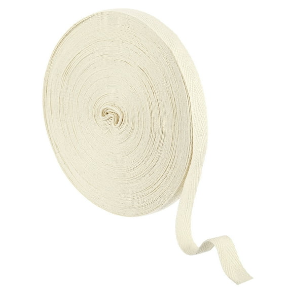 0.47 Inch Cotton Twill Tape Ribbon, 22 Yards Roll Herringbone Webbing Tape, Bias Binding Tape, Beige