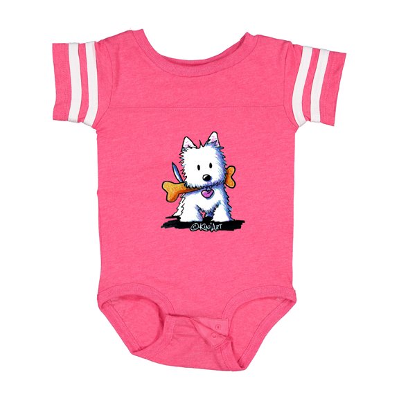 Inktastic Kiniart Westie with Bone Boys or Girls Baby Bodysuit