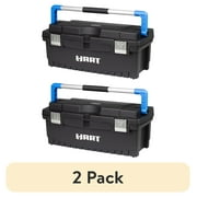(2 pack) HART 26" Toolbox, Resin Tool Storage and Organization, Black with Blue Accents