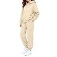 thumbnail image 7 of PInxai Kids Sweatsuits Casual Workout Sets Zip up Hooded Long Sleeve Sweatshirts Joggers with Pockets Unisex Clothing,Beige,160, 7 of 7