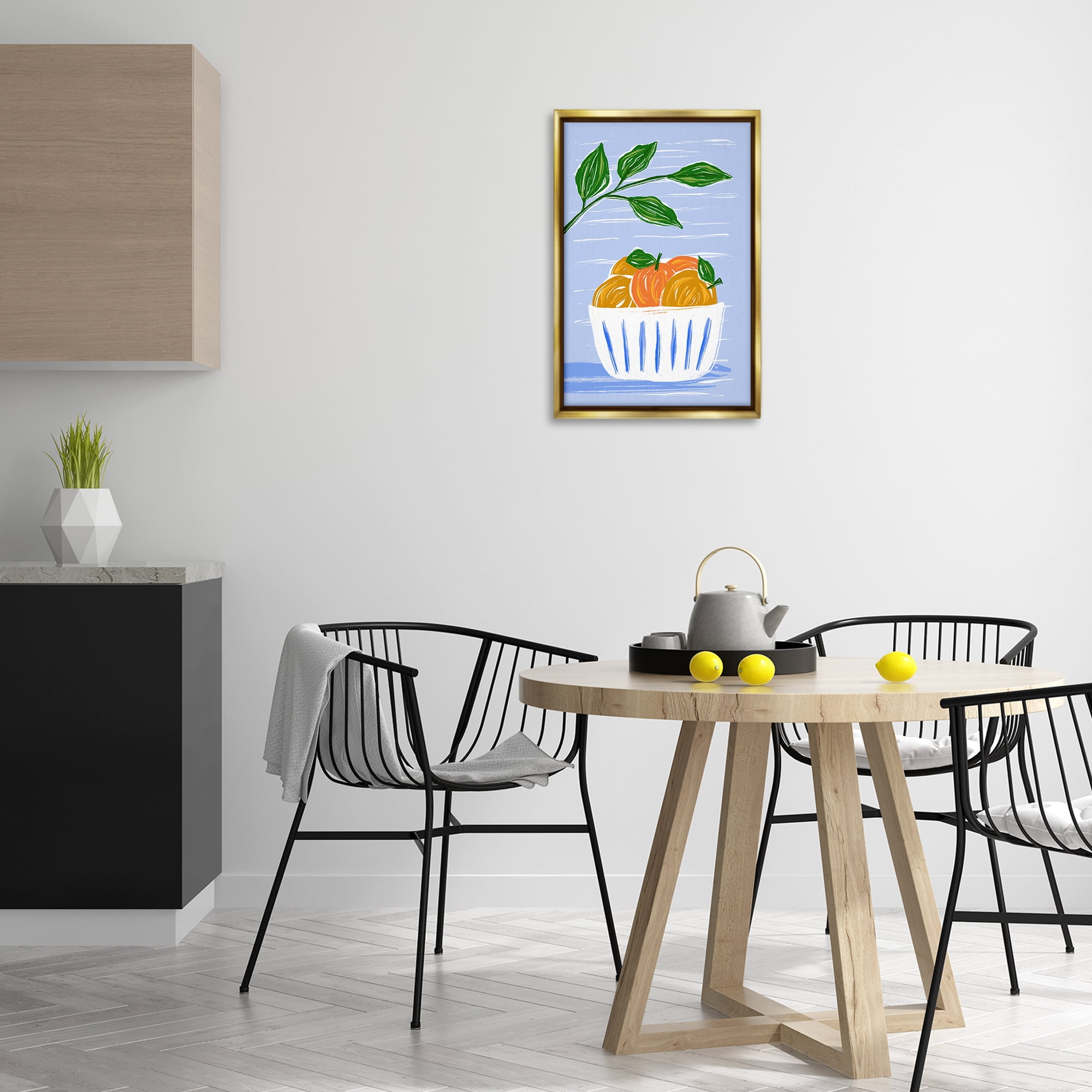 Stupell Industries Bowl Of Oranges Food & Beverage Painting Gold Floater Framed Canvas Art Print Wall Art, 17 x 25