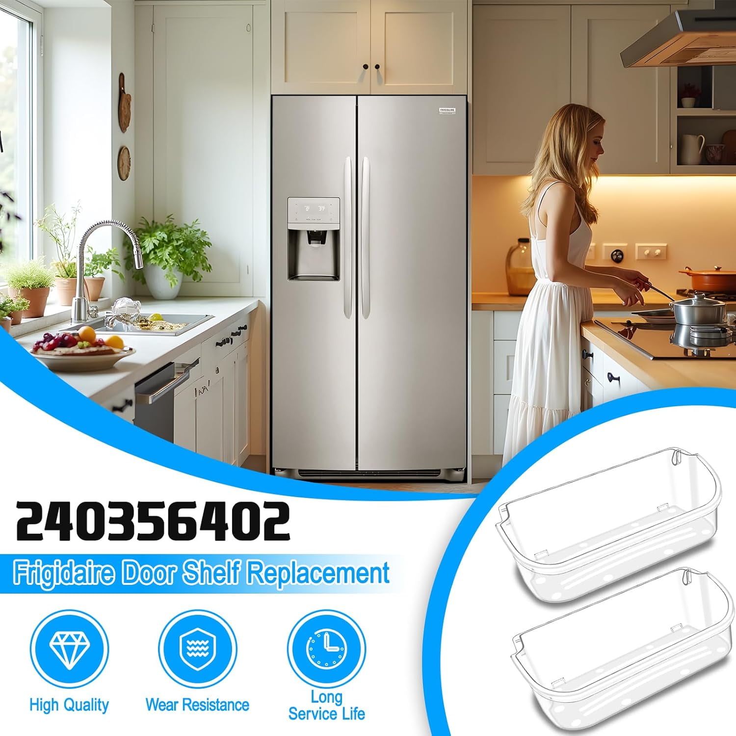 1PC UPGRADED 240356402 Refrigerator Door Bin – Compatible with Frigidaire Refrigerator Door Shelf Replacement for FFSS2615TS0, LFSS2612TF0, FGHS2631PF4A, LFSS2612TE0, FFSS2615TS5
