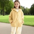 thumbnail image 2 of Fleece Jackets for Girls with Hood Long Sleeve Pockets Winter Coat Casual Warm Zip Up Hoodie Sweater Outerwear (14-15 Years, Khaki), 2 of 6