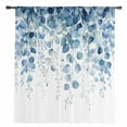 thumbnail image 2 of Blue Eucalyptus Leaves Semi Sheer Curtains Drapes for Living Room, Bedroom, French Doors Window 63 Inches Long, Summer Botanical Weeping Rod Pocket Chiffon Curtain Drapery Voile Draperies Panel, 2 of 6