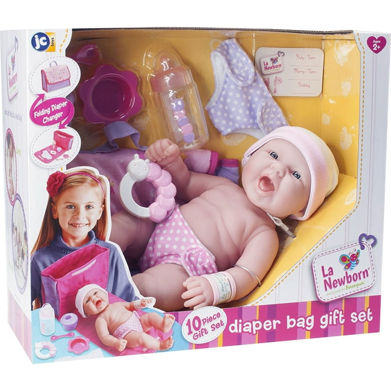 JC Toys 18332 La Newborn Baby Doll Gift, Diaper Bag Set, 13 Inches