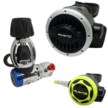 Scuba Choice Palantic AS206 Scuba Diving Octopus Regulator – Non-Adjustable Second Stage, Black/Yellow, Large Purge Button, Comfortable Silicone Mouthpiece, Reliable Backup Gear for Safety