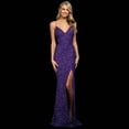 thumbnail image 2 of Women's Solid Color Elegant Sexy Sequin Backless Maxi Dress Split Formal Evening Gown, 2 of 2