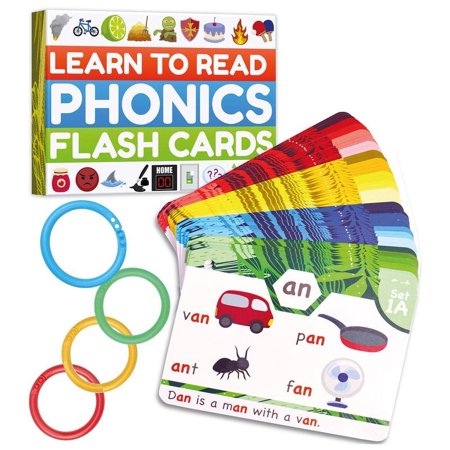 Phonics Flash Cards - Learn to Read in 20 Stages - Digraphs CVC Blends Long Vowel Sounds - Games for Kids Ages 4-8 Kindergarten First Second Grade Homeschool Educational Study Activity