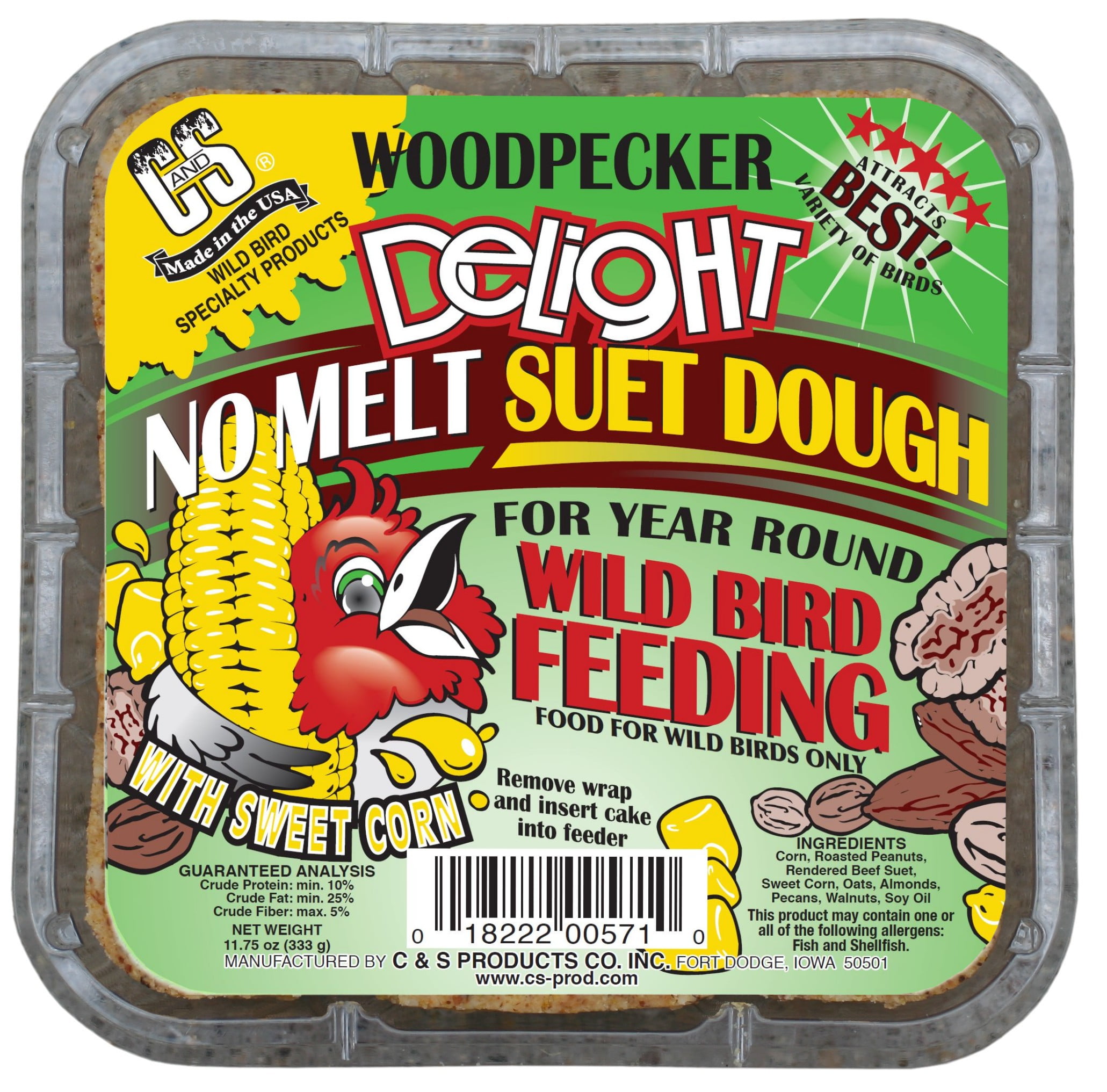 Cs Woodpecker Delight No Melt Suet 1175 Oz Wild Bird Suet 12 Pack - Walmartcom