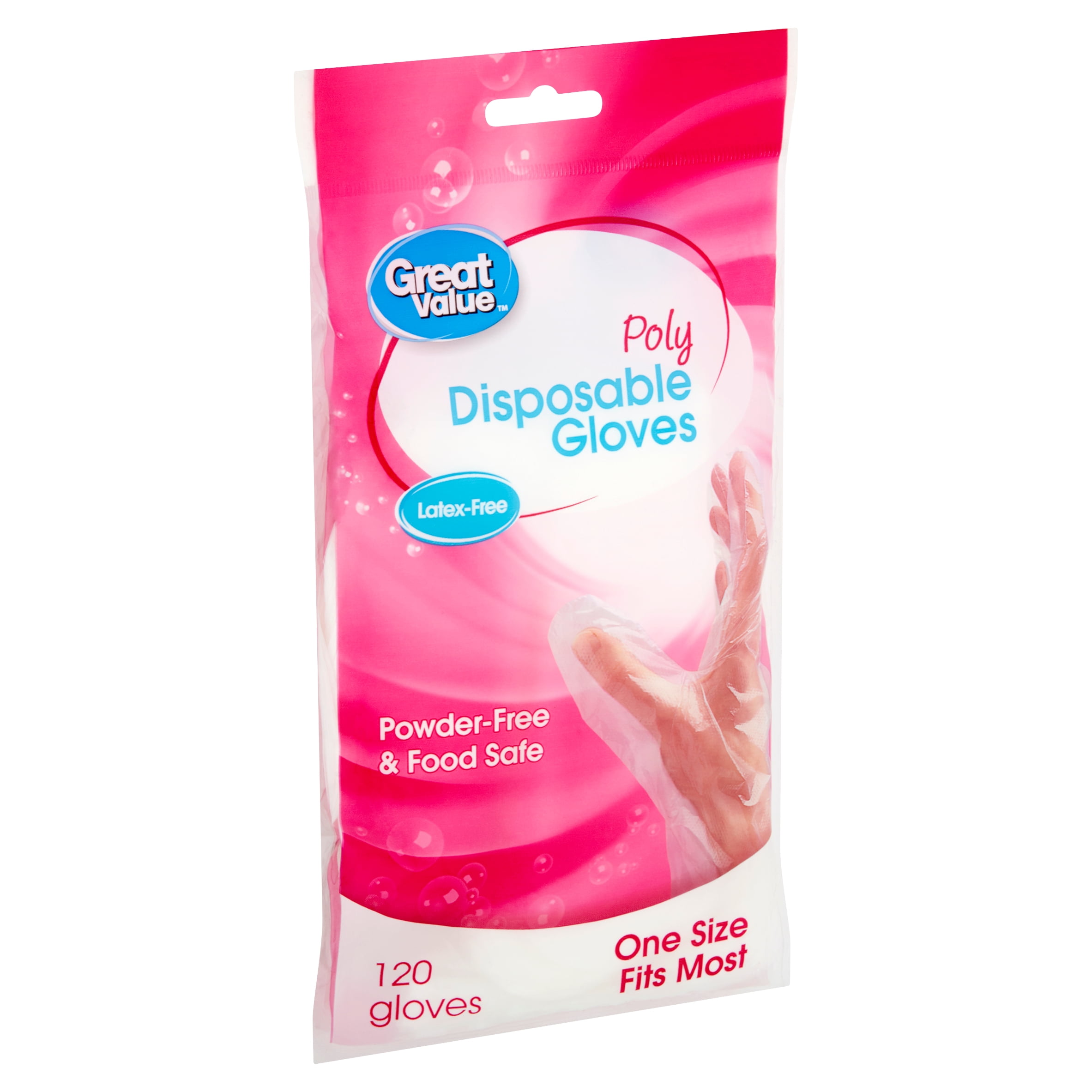 Great Value Poly Disposable Gloves, 120 count
