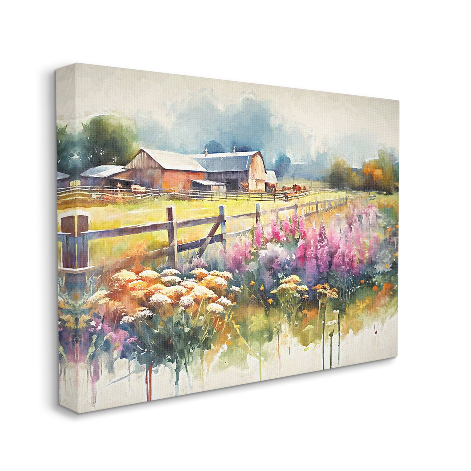 Stupell Industries Country Barn Modern Painting Landscape Painting Gallery Wrapped Canvas Art Print Wall Art, 48 x 36