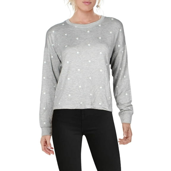Splendid Womens Stars Embroidered T-Shirt Gray L